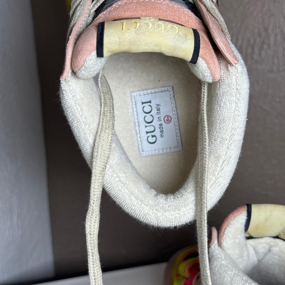 NEW Gucci Ultrapace RT Mid Top Sneakers Yellow Pink Blue M 6.5/ W 8-8.5 - Picture 8 of 15
